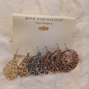 NWT Pure Expressions 3 Piece Hypoallergenic Earrings